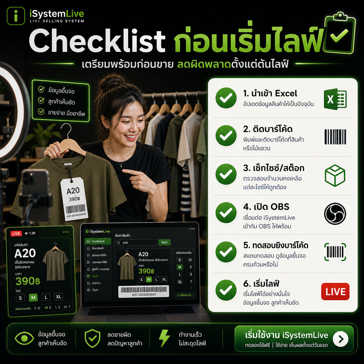 Checklist ก่อนเริ่มไลฟ์
